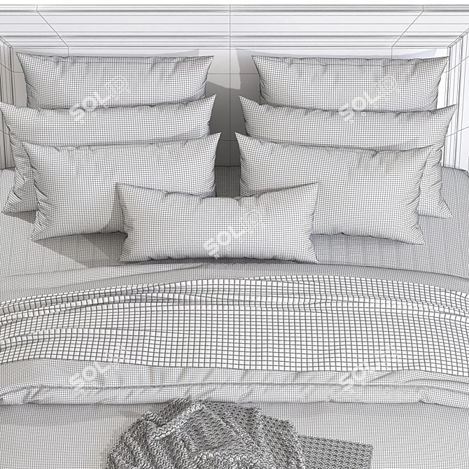 Modern Double Bed with V-Ray Render 3D model image 7