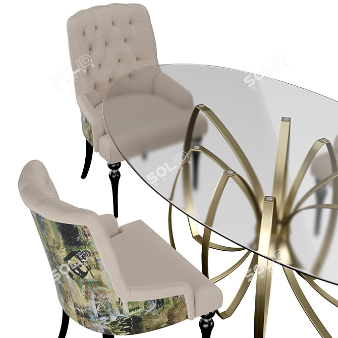 Sleek Honey Elle: Modern Dining 3D model image 3