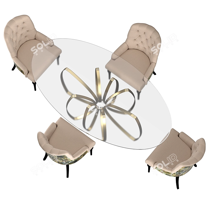 Sleek Honey Elle: Modern Dining 3D model image 6