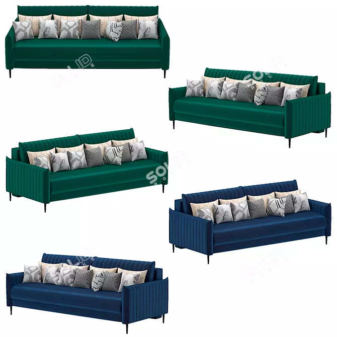 Emerald Velvet Swout Sofa 3D model image 2