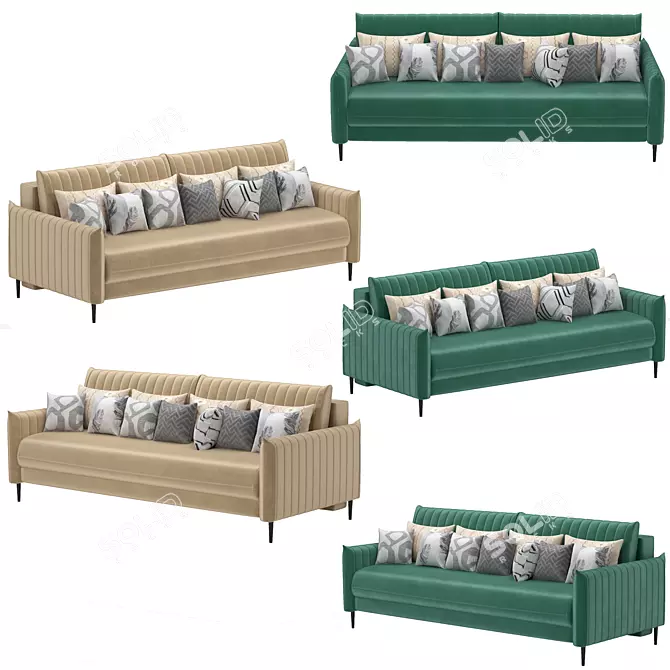 Emerald Velvet Swout Sofa 3D model image 3