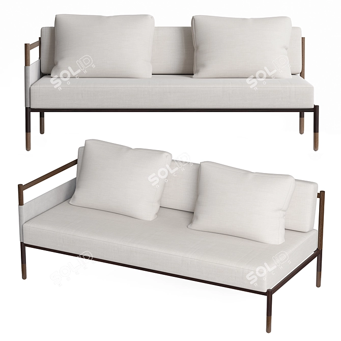 Sleek Outdoors Sofa in Hardwood 3D model image 1