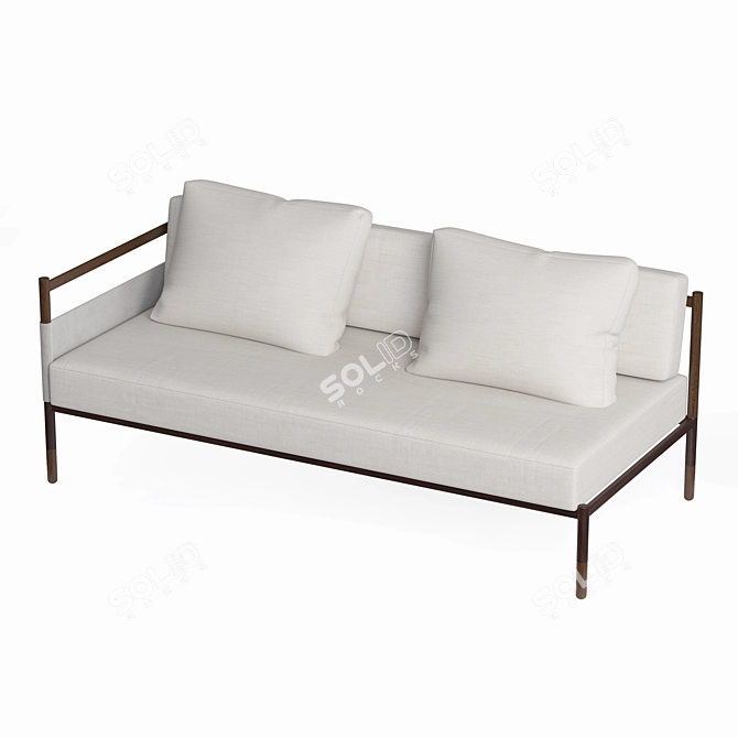 Sleek Outdoors Sofa in Hardwood 3D model image 2