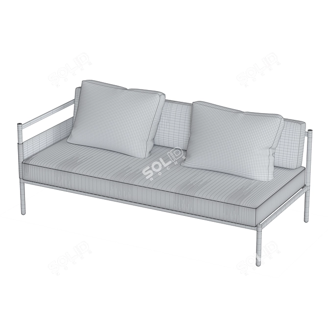 Sleek Outdoors Sofa in Hardwood 3D model image 4