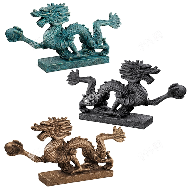 Elegant Asian Dragon Sculpture 3D model image 1