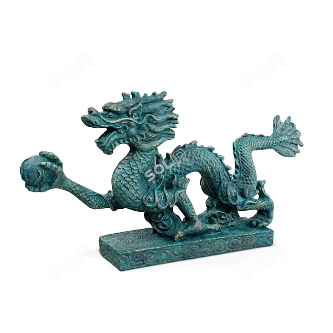 Elegant Asian Dragon Sculpture 3D model image 2