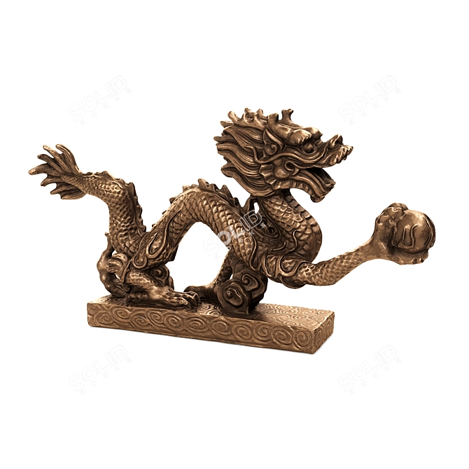 Elegant Asian Dragon Sculpture 3D model image 4