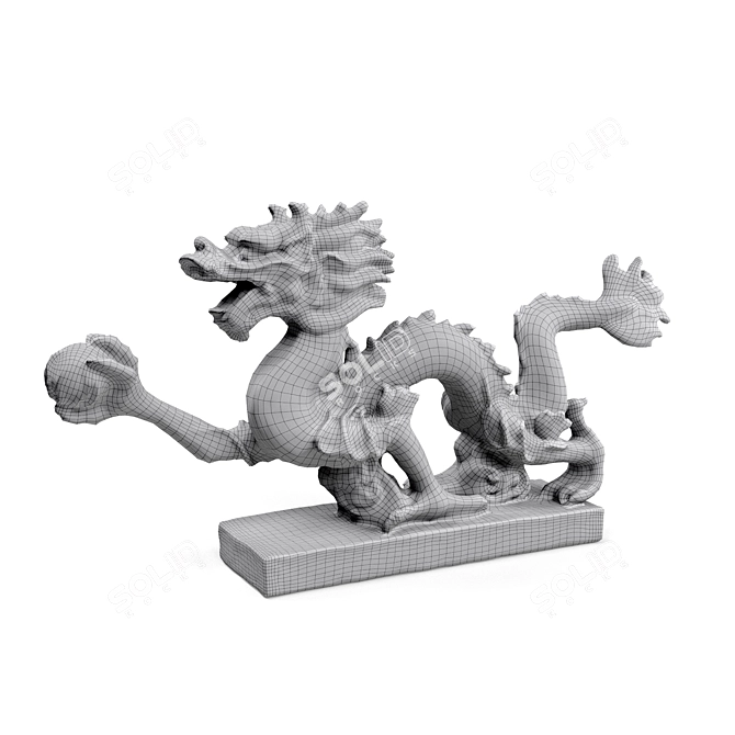 Elegant Asian Dragon Sculpture 3D model image 5
