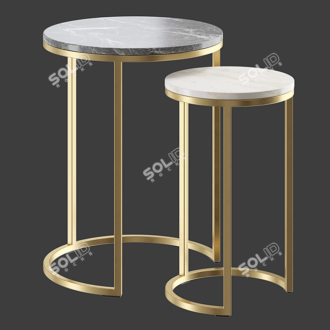 Elegant Bronze Side Table 3D model image 1