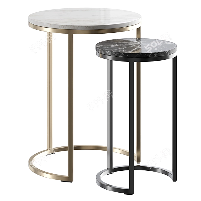 Elegant Bronze Side Table 3D model image 4