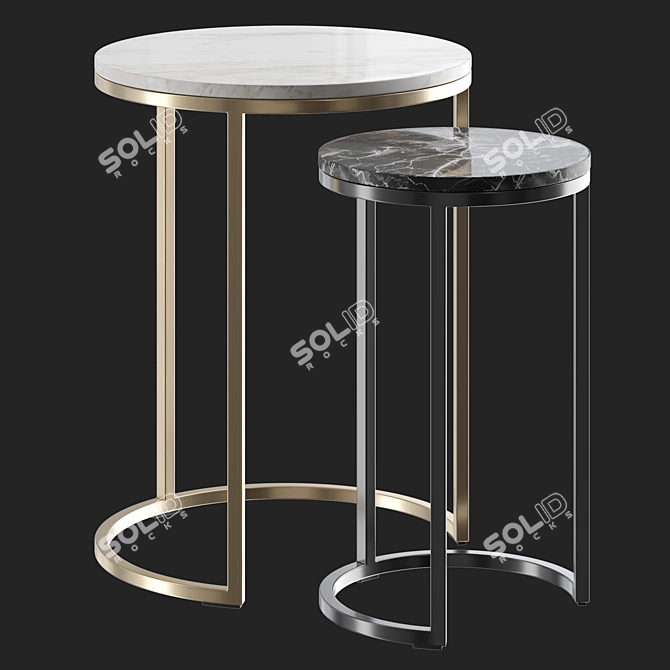 Elegant Bronze Side Table 3D model image 5