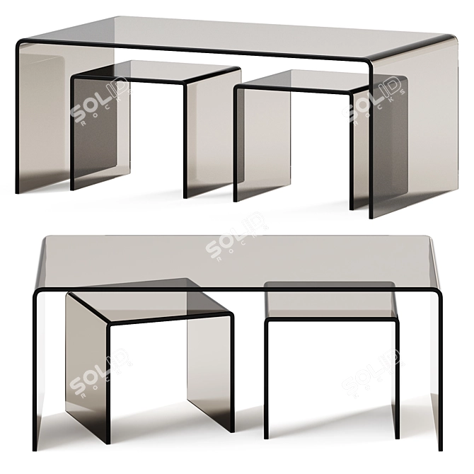 Clear Club Glass Coffee Table Set 3D model image 1