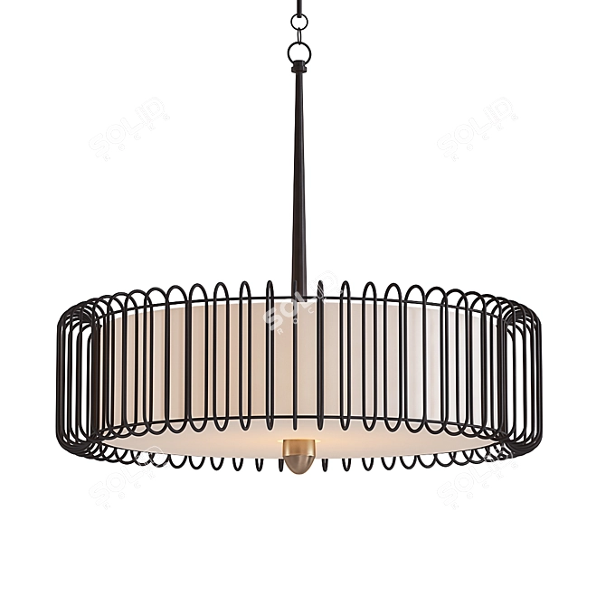 Elegant Wickwire Chandelier 3D model image 1