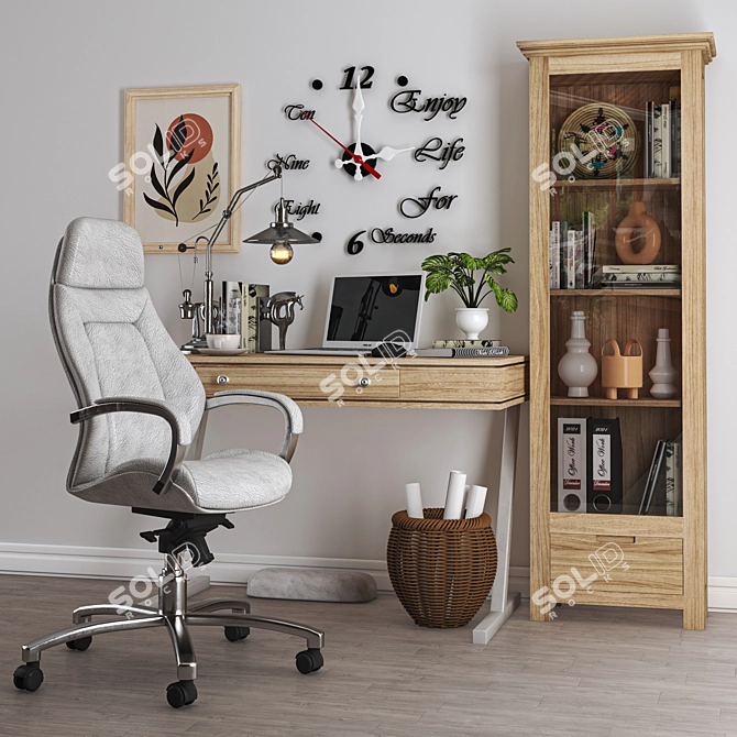 Modern Office Workspace Set 3D model image 1