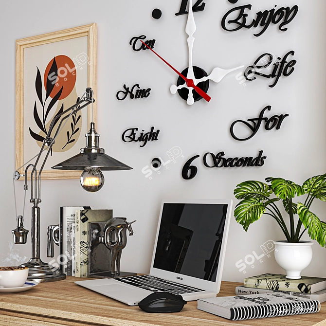 Modern Office Workspace Set 3D model image 3