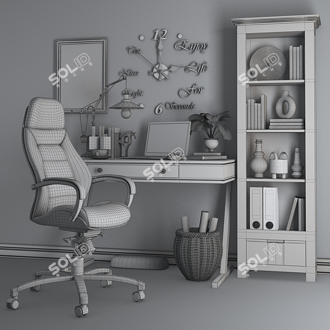Modern Office Workspace Set 3D model image 5