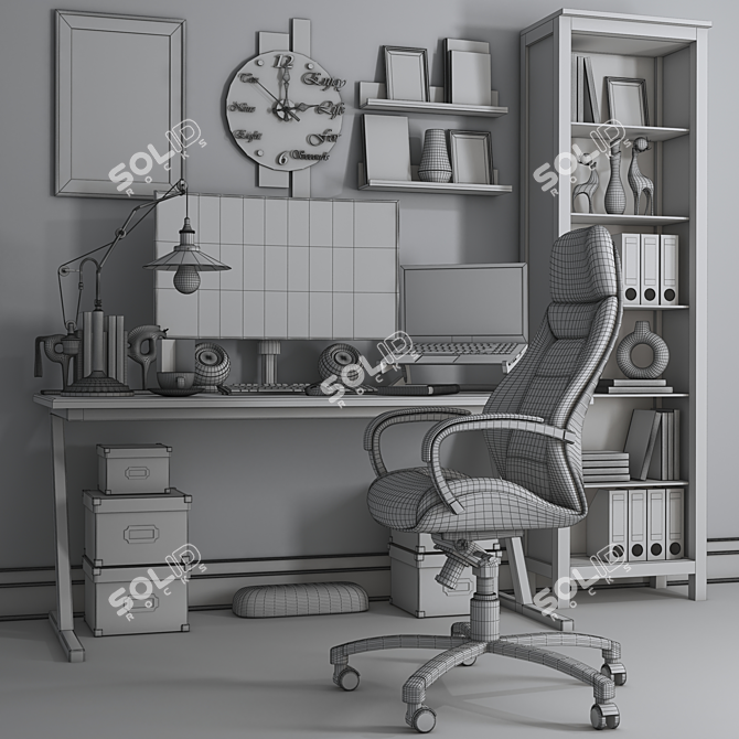 Modern Office Workspace Set 3D model image 9