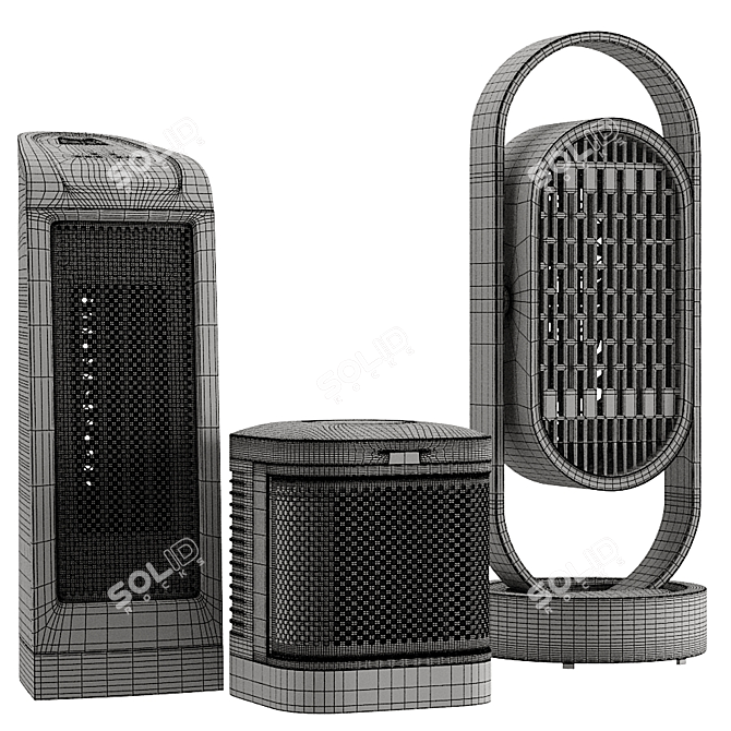 Cozy Trio: 3 Electric Heaters 3D model image 6
