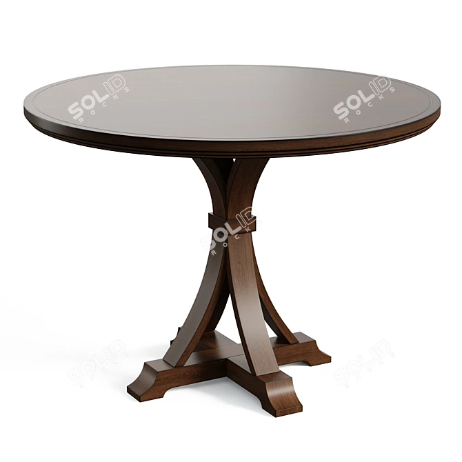 Beech Pedestal Round Dining Table 3D model image 1