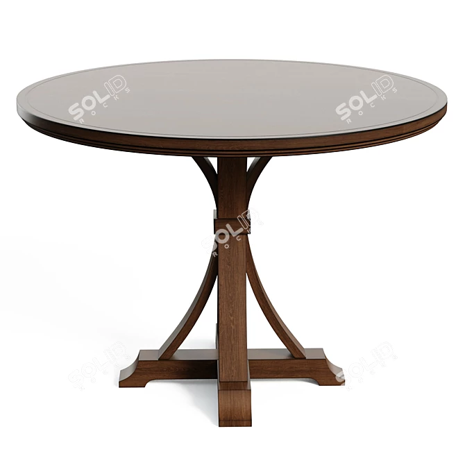 Beech Pedestal Round Dining Table 3D model image 2