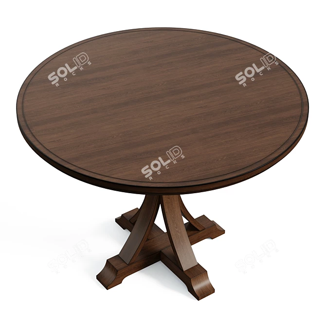 Beech Pedestal Round Dining Table 3D model image 5