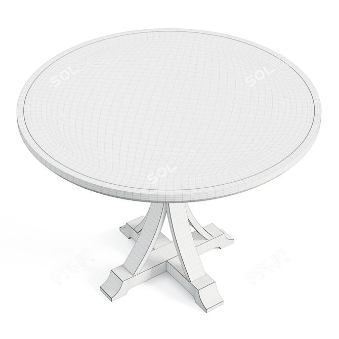 Beech Pedestal Round Dining Table 3D model image 6