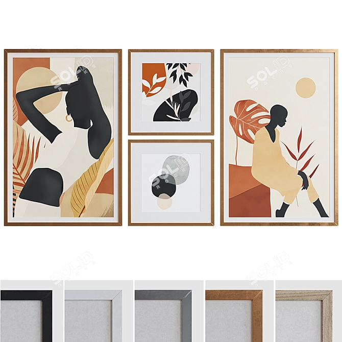 Abstract Silhouette Picture Frame Set 3D model image 1