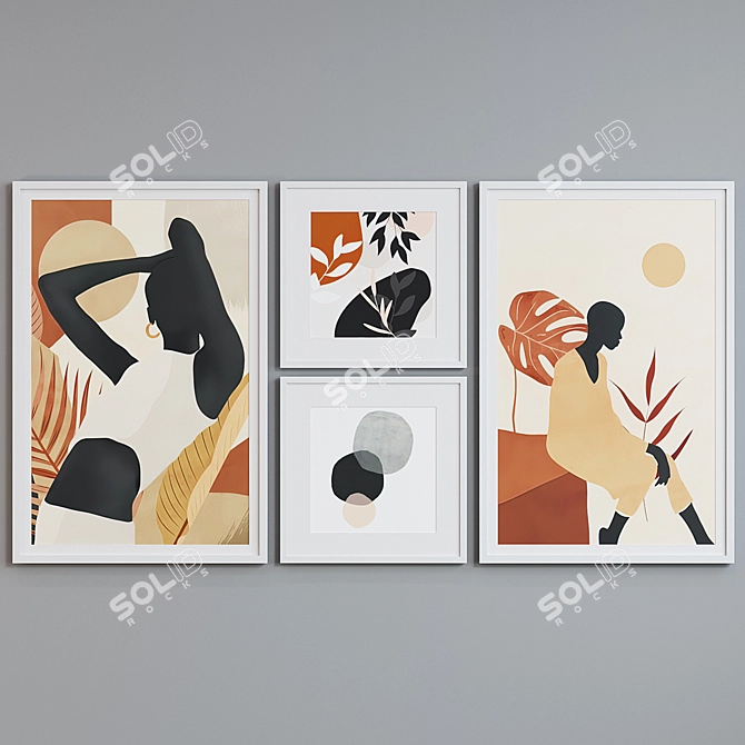 Abstract Silhouette Picture Frame Set 3D model image 2