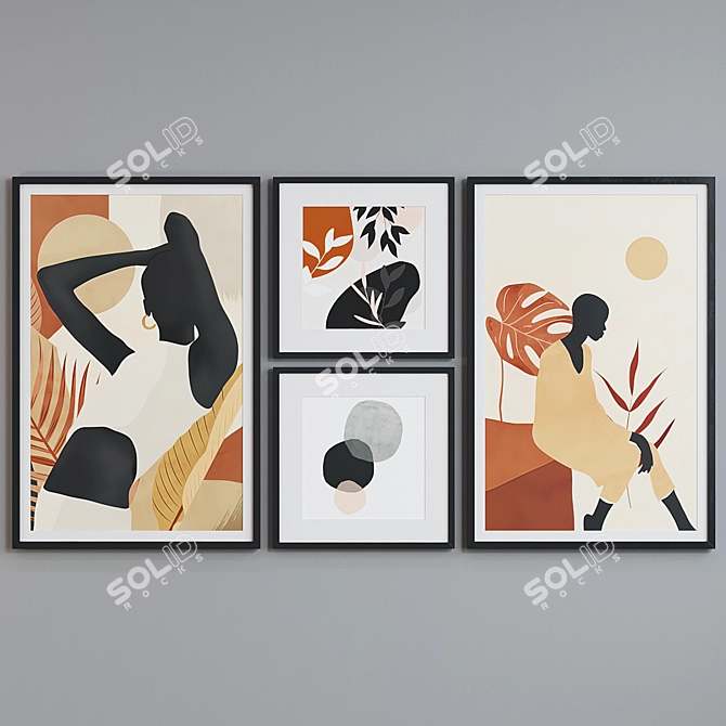Abstract Silhouette Picture Frame Set 3D model image 3