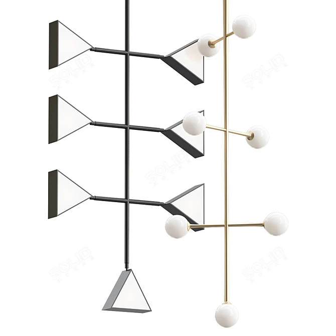 Modern Triangle Pendant Light 3D model image 1