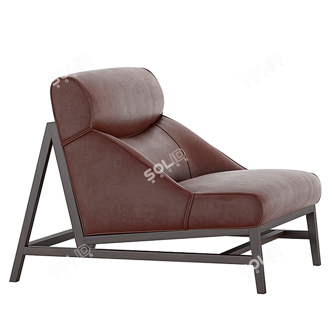 Italian Handmade Jane Armchair in Dark Chocolate Leather 3D model image 2