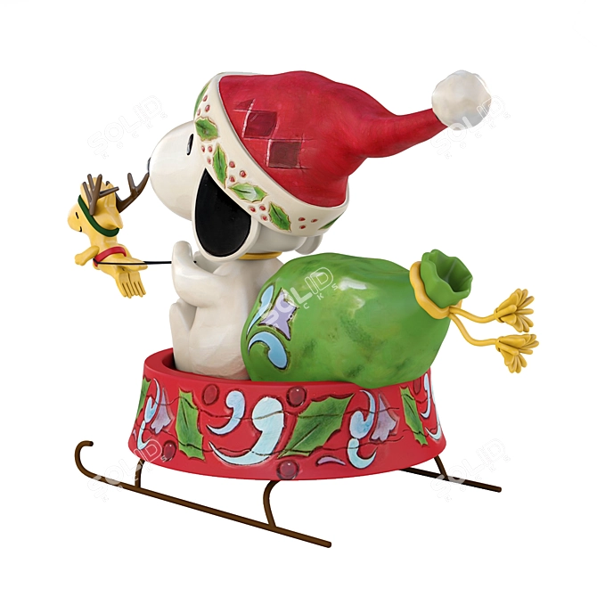 Santa Snoopy Christmas Statue 3D model image 2