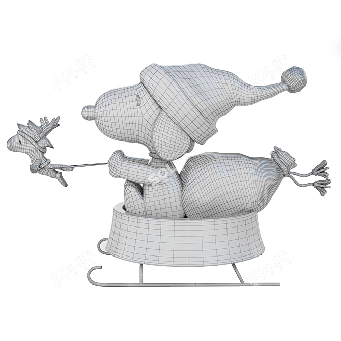 Santa Snoopy Christmas Statue 3D model image 3