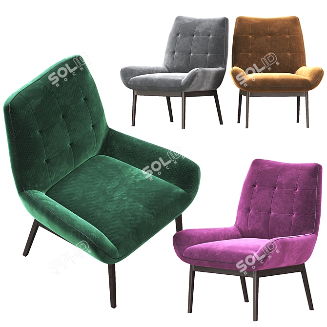 Elegant Lucerne Accent Chair 3D model image 2