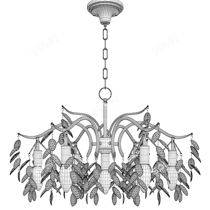 Rustic Crystal Branch Chandelier 3D model image 2