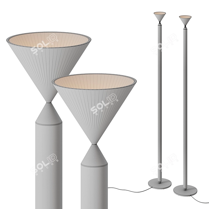 Sleek Metal Floor Lamp 3D model image 2