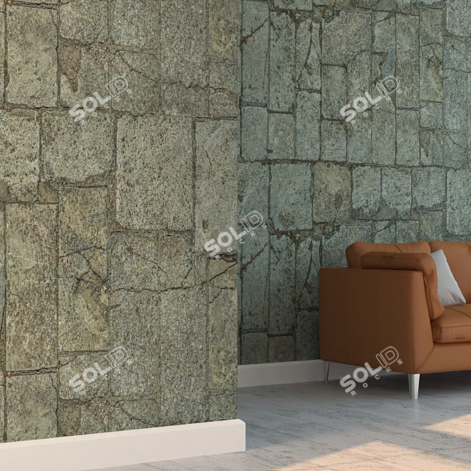 Seamless Stone Wall Texture Kit 3D model image 4