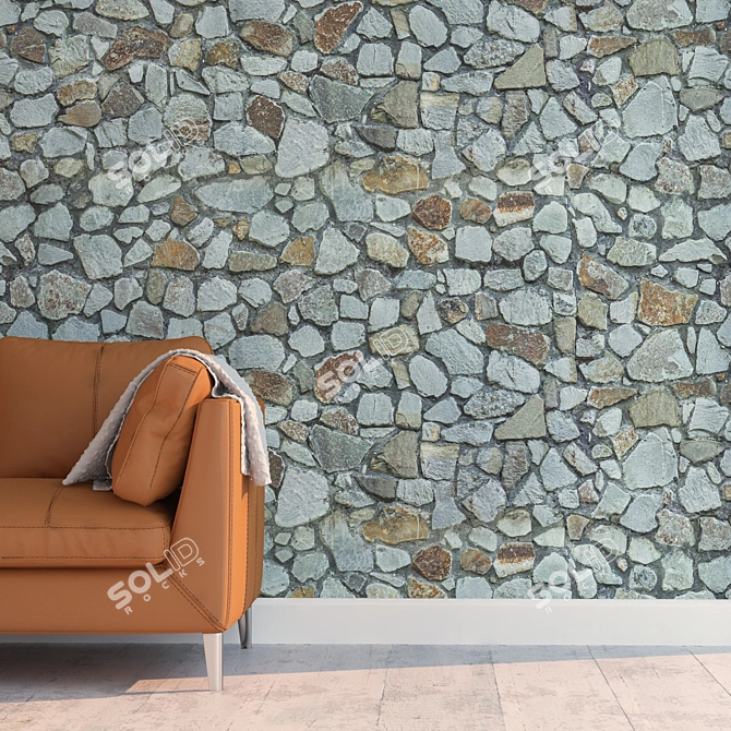 Seamless Stone Texture with Displacement & Normal Maps - Vray Material 3D model image 2