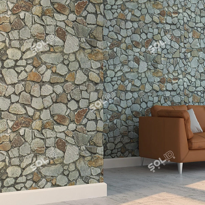 Seamless Stone Texture with Displacement & Normal Maps - Vray Material 3D model image 3