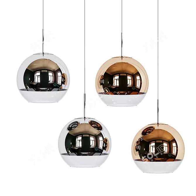 Nordic Glass Mirror Ball Chandelier 3D model image 1