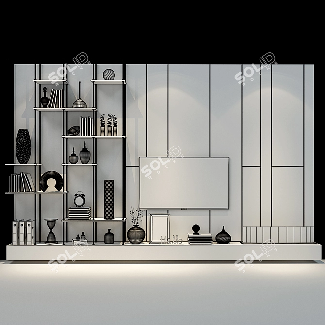 Modern TV Shelf 0500 - Stylish Wall Decor 3D model image 2