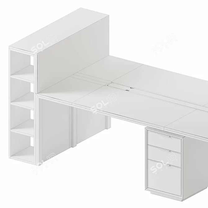 Spacious Desk and TV Stand 3D model image 3