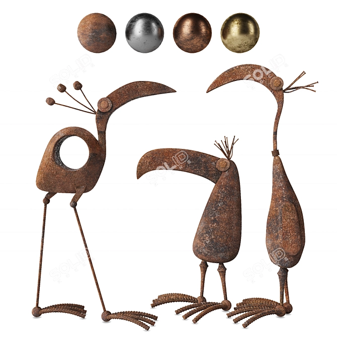 Bird Sculptures: Elegant Avian Decor 3D model image 1