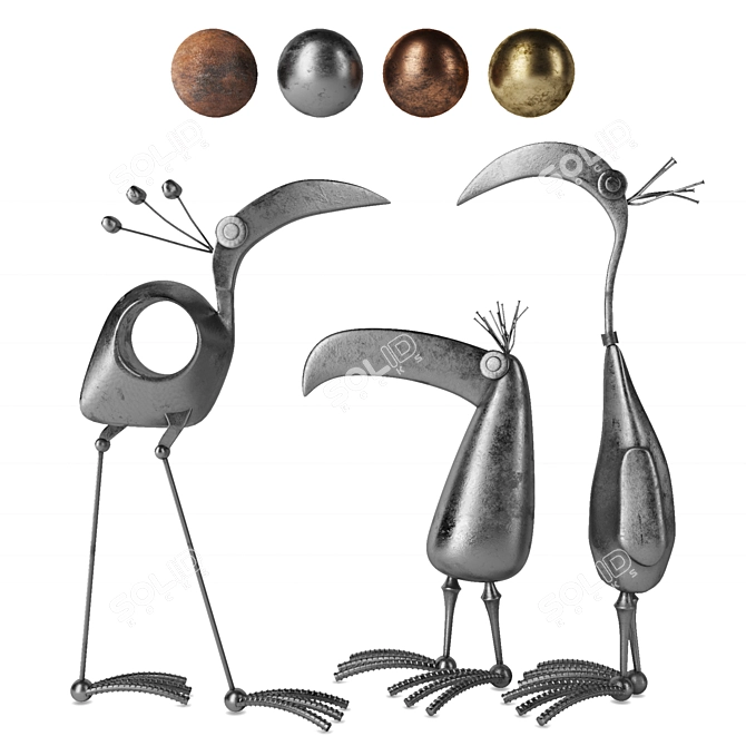 Bird Sculptures: Elegant Avian Decor 3D model image 2