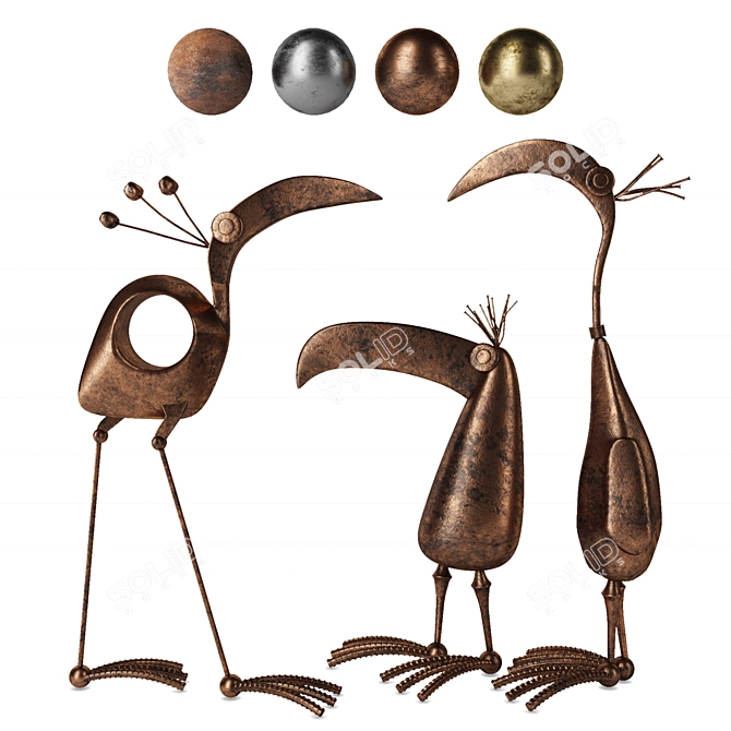 Bird Sculptures: Elegant Avian Decor 3D model image 3