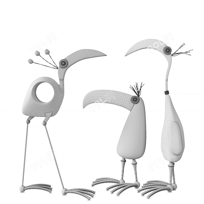 Bird Sculptures: Elegant Avian Decor 3D model image 5