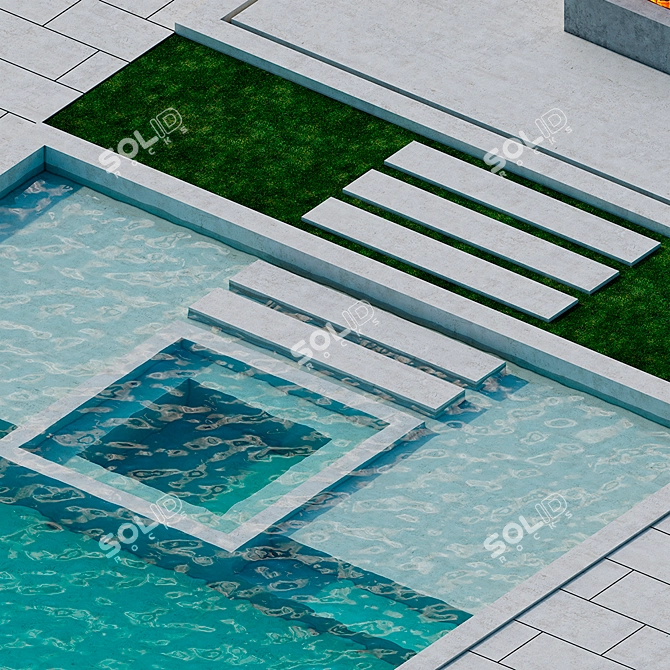 Sleek Oasis: Contemporary Pool 3D model image 4