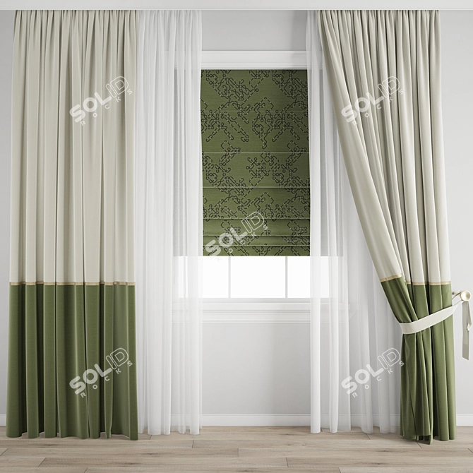 Modern Curtain Set 3D model image 1