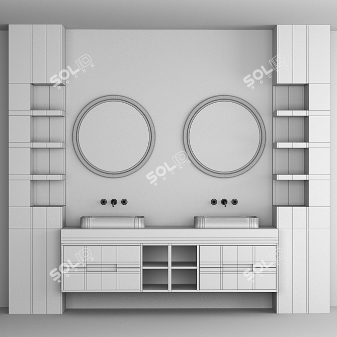 Modern Bathroom Furniture Set 3D model image 2