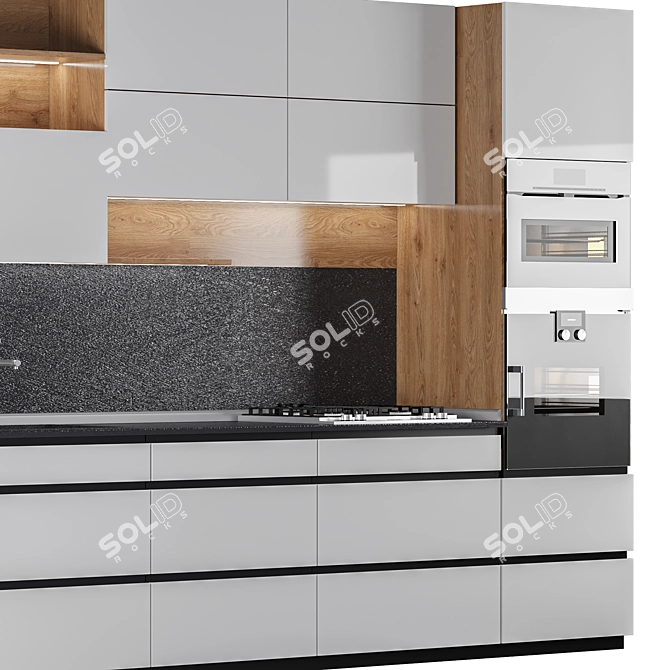 Modern Kitchen with Miele and Gaggenau Appliances 3D model image 2